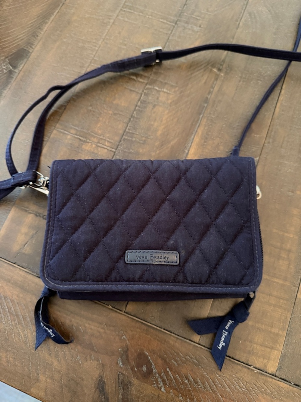 Vera Bradley Crossbody Wallet Gray Quilted RFID 3-in-1